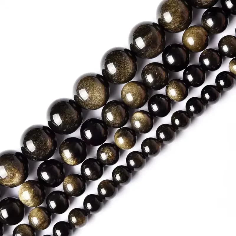 Pietra naturale dorata ossidiana perline iritazione rotondo distanziatore allentato 4 6 8 10 12mm per creazione di gioielli braccialetto fai da te collana accessorio