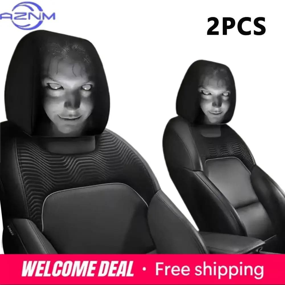 2 Pezzi Copri Poggiatesta Auto con Design Horror, Traspiranti ed Elastici, Universali per Sedan, Camion, SUV