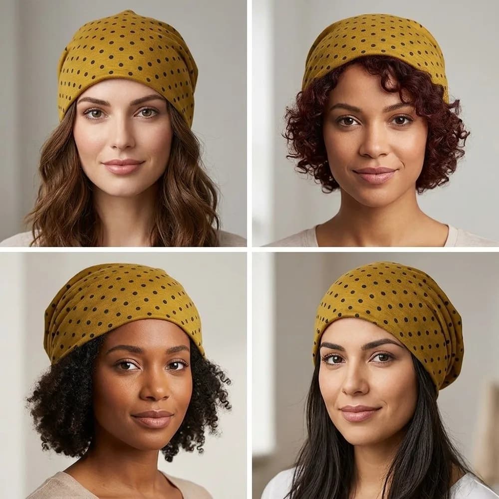 Retro Women's Beanie Hat Versatile Hoodie Headband Neck Polka Dot Hat Korean Style Dual Purpose Slouchy Beanies Skullies Hat