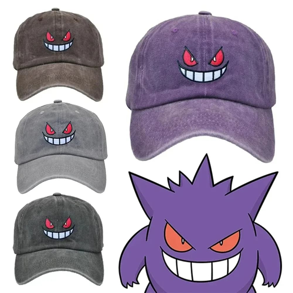 Anime Cartoon Gengar Baseball Caps Snapback Hats Adjustable Sports Caps Hip Hop Hats Trendy Embroidery Solid Color for Men Women