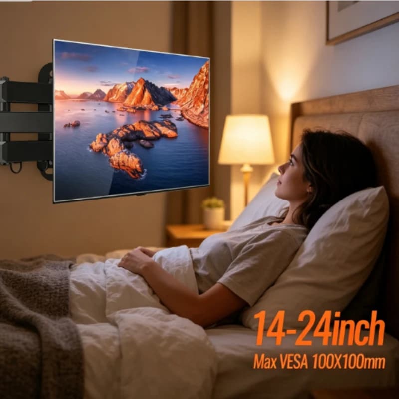20 ° Supporto da parete inclinabile per TV 360° ° Supporto Girevole Universale per TV e Monitor da 10-27'' con Base per Schermo Piatto