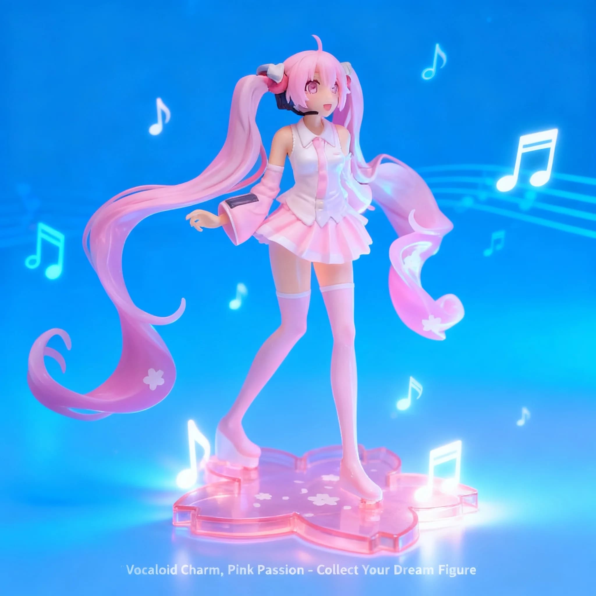 Figurina Hatsune Miku Anime con Orecchie da Coniglio, Principessa Rosa Sakura, Regalo per Ragazze, Modello da Collezione e Decorazione per Compleanno