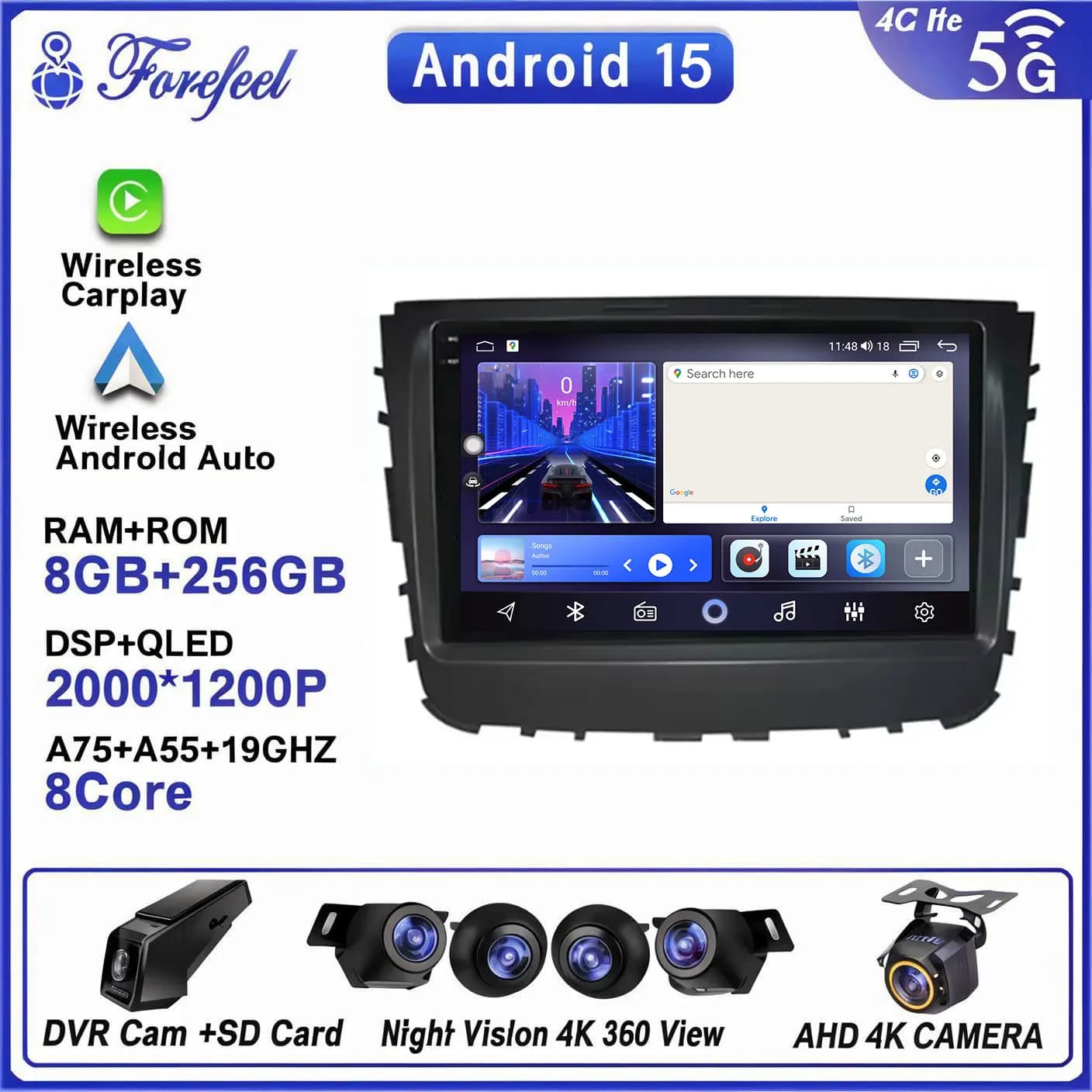 Android 16 per Ssangyong Rexton 2019, Sistema Multimediale Auto Senza DVD, Monitor 2 Din, Schermo TV, Video, Autoradio, Navigazione, Dash Cam