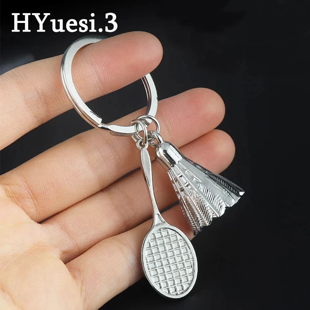 Creative 3d Simulation Badminton Bowling Keychain Unisex Metal Tennis Table Tennis Golf Key Holder Sports Athlete Fans Gifts