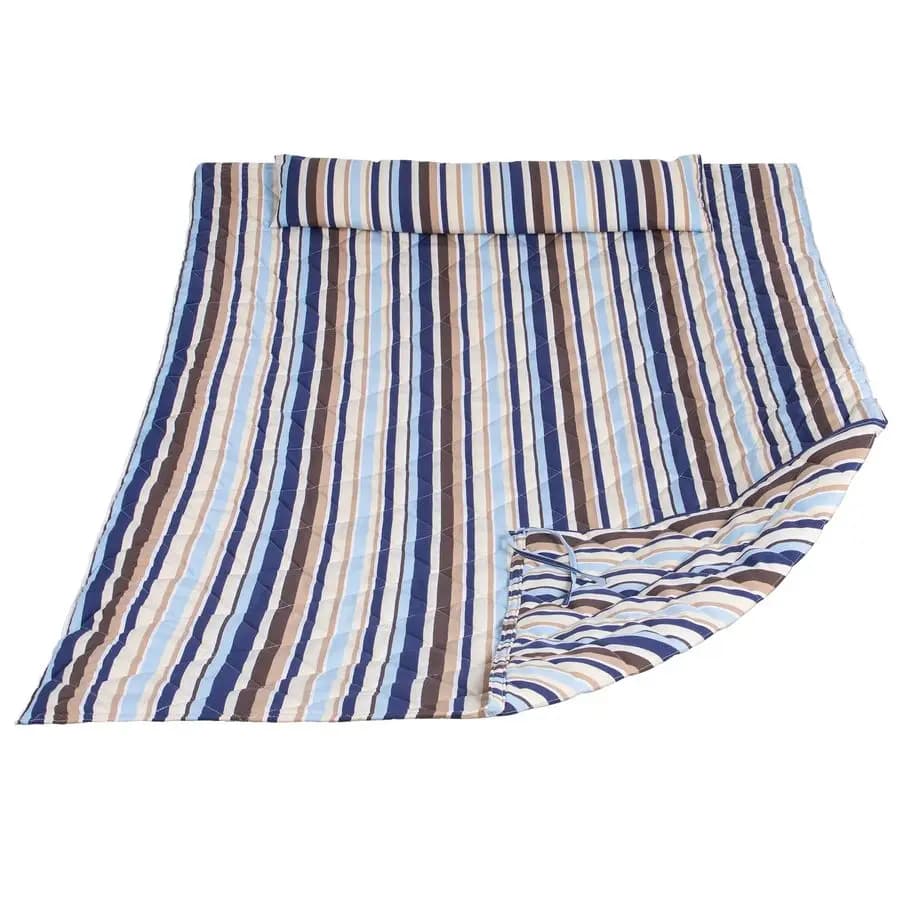 Set of mattress and cushion for outdoor hammock, quilted mattress for hammock, blue striped