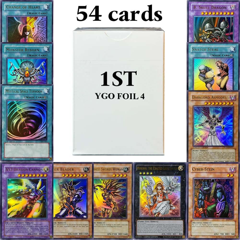 54 Pezzi Yu-Gi-Oh! Foil1st Edition TCG Proxy Gold Game Cards Rare CYBER-STEIN MINERVA, THE EXALTED LIGHTSWORN0 Darklord Edeh Arae