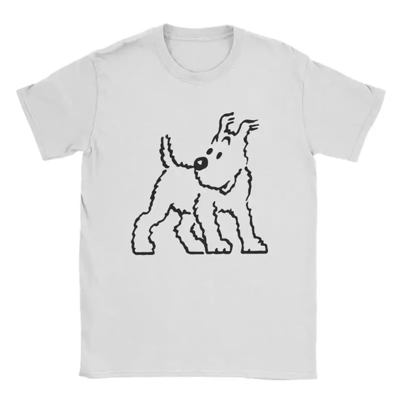 Maglietta Snowy Dog Captain Haddock da uomo Cartoon Vintage in puro cotone