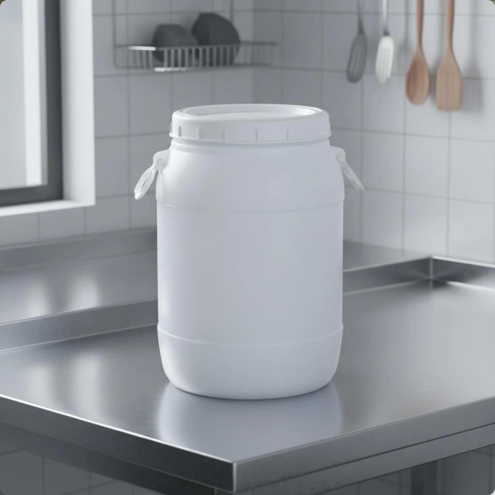 Contenitore per Fermentazione a Bocca Larga, Fusto in Plastica Bianca Ispessita per Alimenti, Materiale PE per la Produzione di Birra