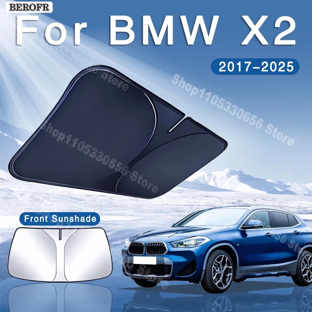 For BMW X2 2017~2025 2018 2019 Foldable Car Sun Visor Front Windshield Sunshade Heat Insulation Summer Cooling Auto Accessories