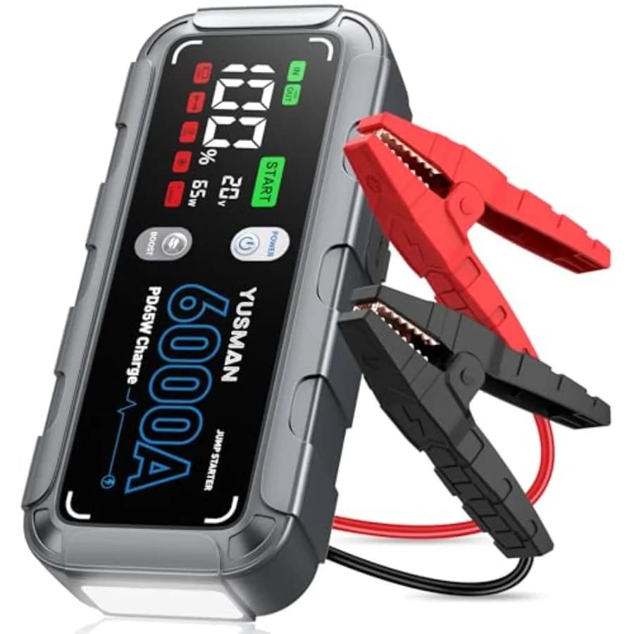 Avviatore di Emergenza per Auto 6000A, Caricabatterie Rapido 65W, Batteria di Avviamento 26800mAh per Tutti i Motori a Benzina/Diesel 12L con Booster, Portatile 12V