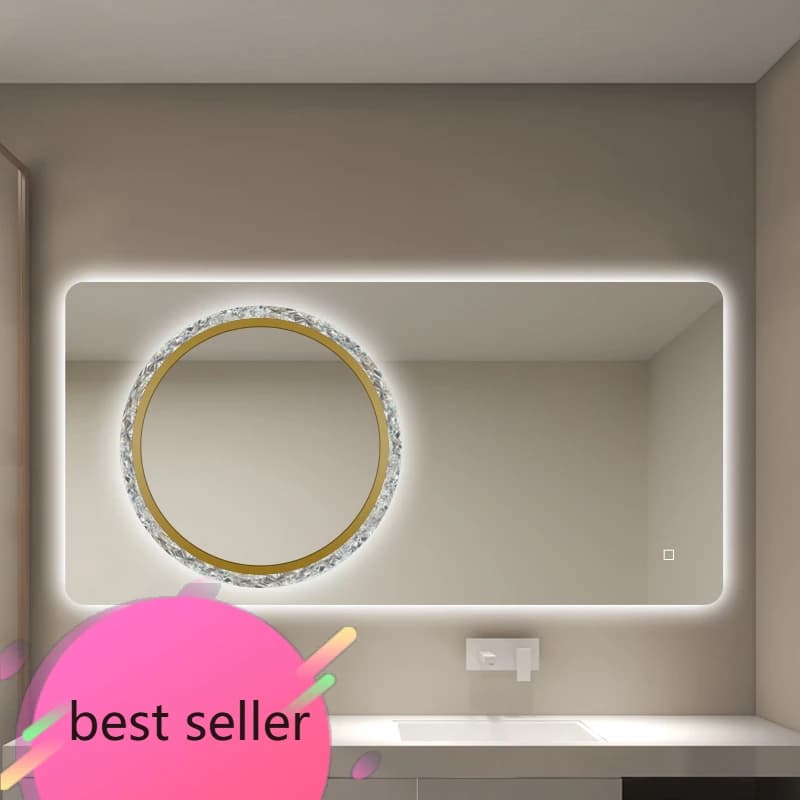 NUOVO Specchio per lavabo da bagno Bagno intelligente Specchio in vetro rettangolare a parete con luce