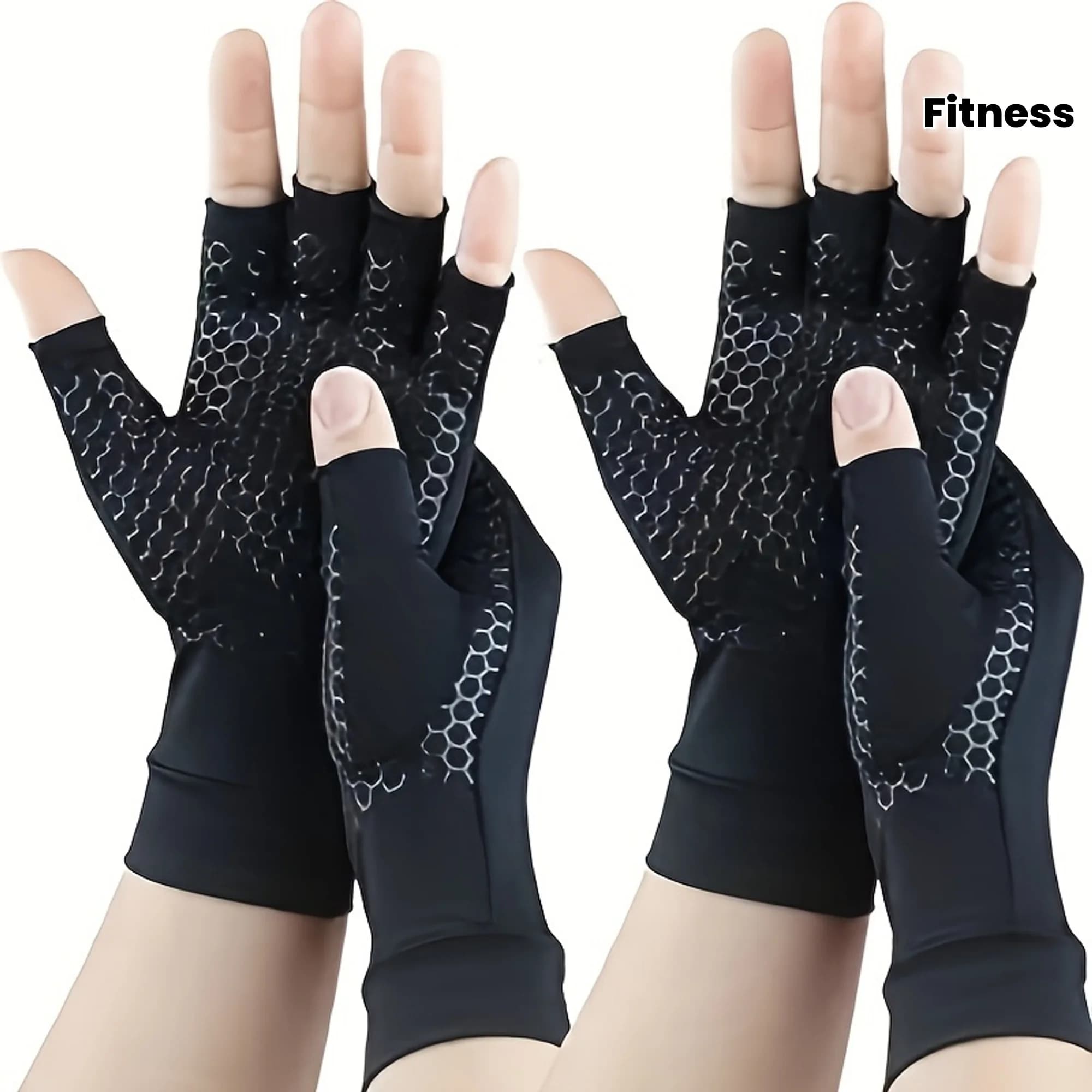 1 paio di guanti mezza dita in fibra di rame con funzione touchscreen per sport indoor e fitness