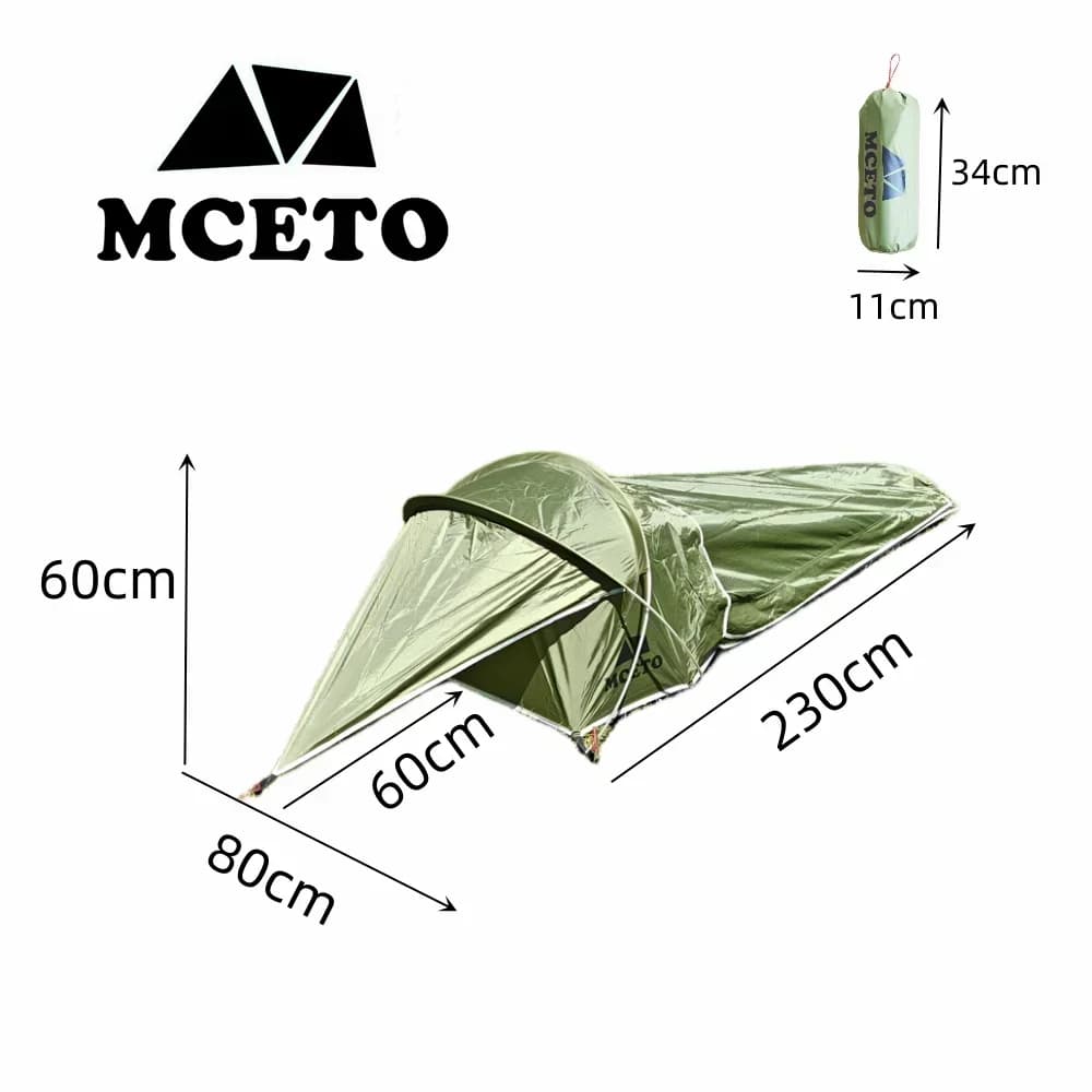 Tenda da campeggio ultraleggera per persona singola Tenda per sacco a pelo da esterno Tenda portatile per escursionismo Trekking Zaino Tenda Tunnel per 4 stagioni