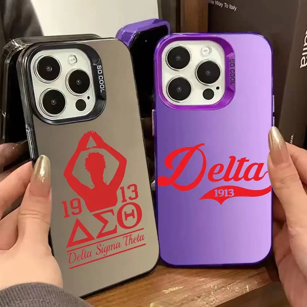 Delta Sigma T-Theta Phone Case For iPhone 17,16,15,14,13,12,11,Pro Max,Plus Candy Silver Cover