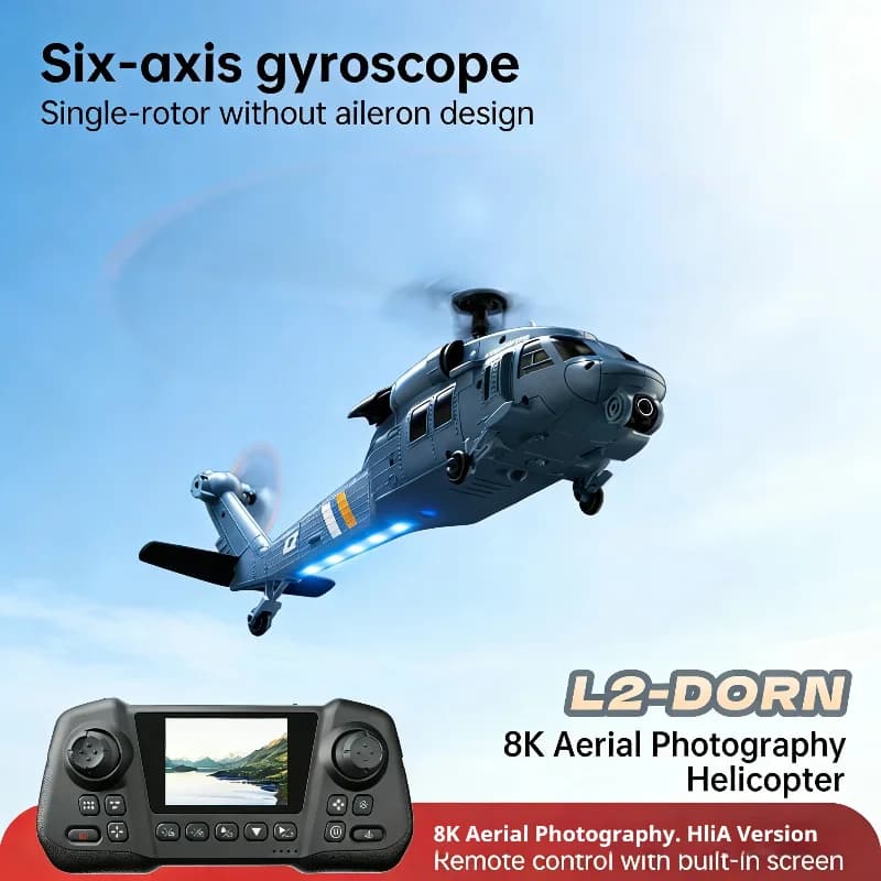 Mini Elicottero RC FPV 8K HD - Scala 1:33, Trasmettitore LCD 2.4G, Posizionamento Ottico, Decollo con Un Tasto, Mantenimento Altitudine e Funzione Stunt