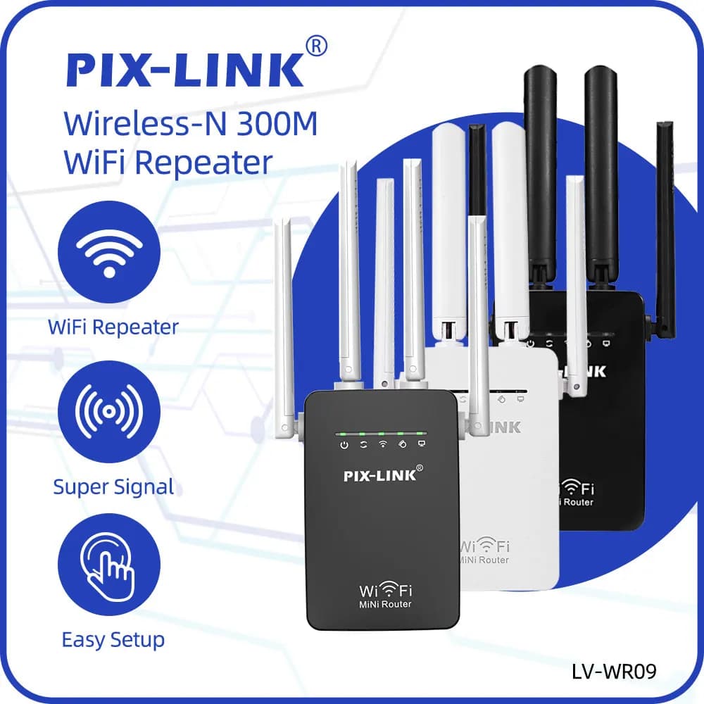 PIXLINK Mini WiFi/Router/wi-fi access point Range Extender with 4 external antennas protection WPS plug EU/US/UK/AU