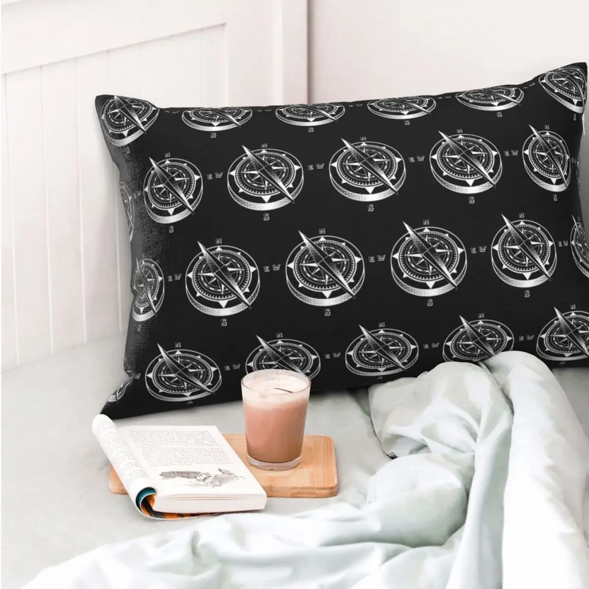 Bussola nautica Capitano Ancoraggio Barca Federa rettangolare Fodera per cuscino Decor Camera da letto Letto Comfort per la casa Cuscino da tiro