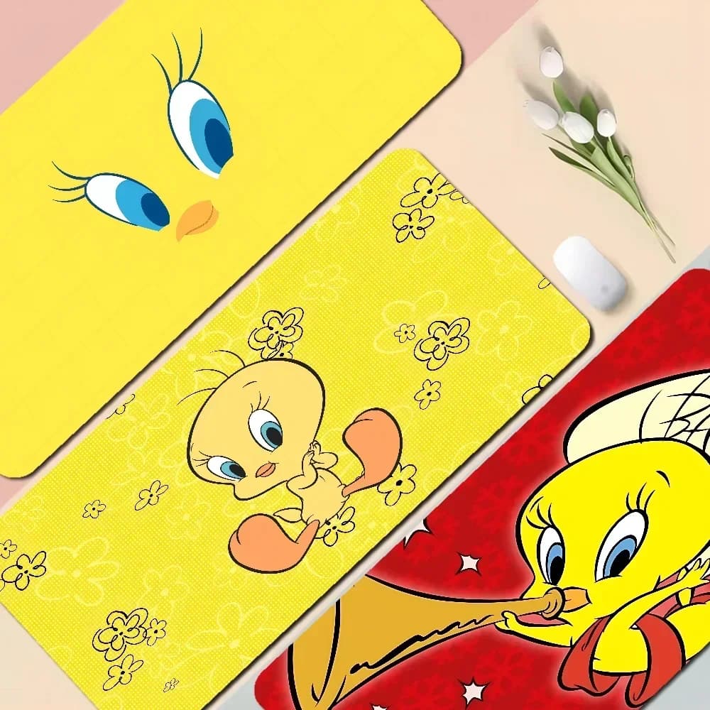Giallo Cartoon T-Tweetys Bird Boy Pad Tappetino per mouse in gomma naturale Dimensioni tappetino da scrivania per CSGO Giocatore di gioco PC desktop Computer portatile