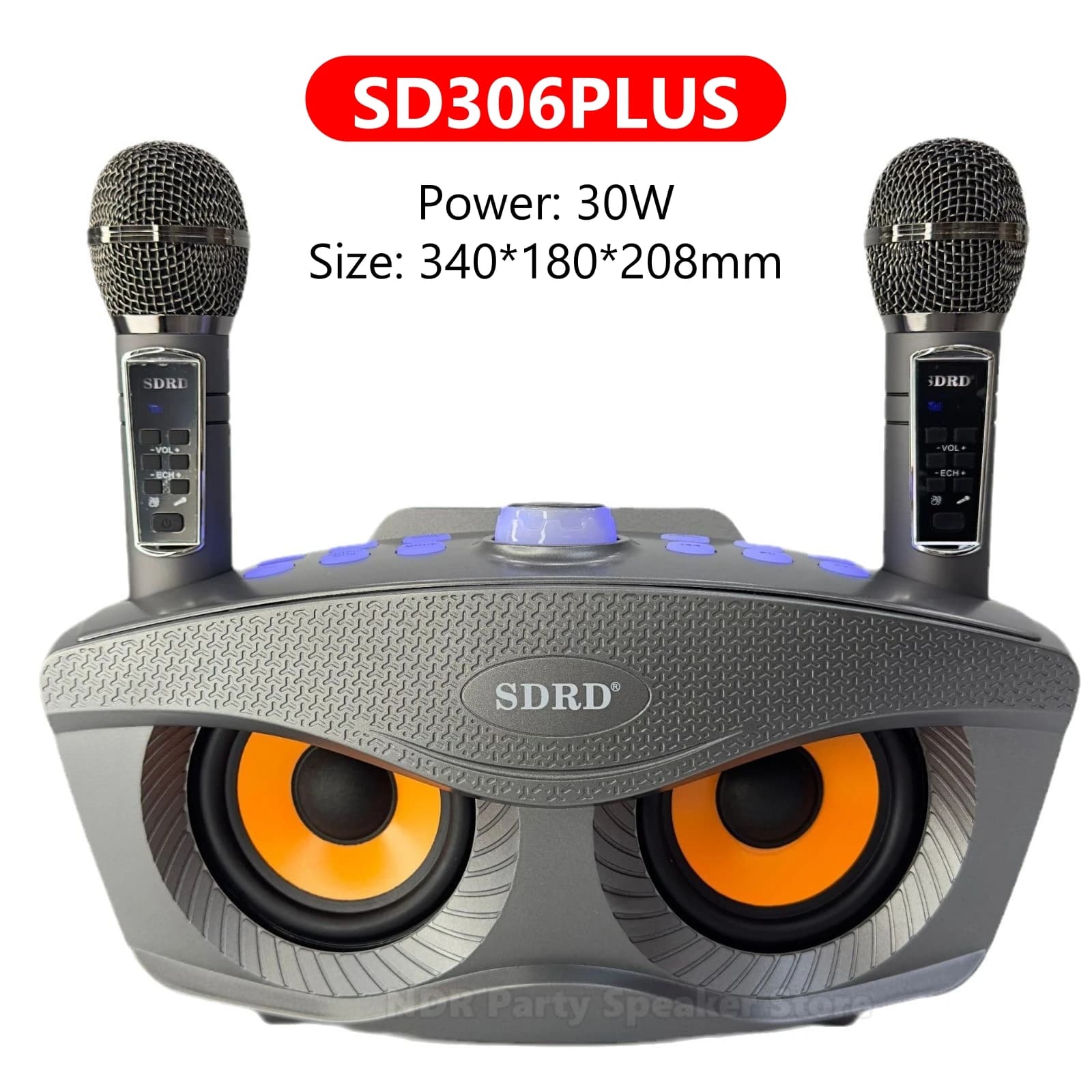 SD306Plus Macchina per karaoke professionale Altoparlante Bluetooth Wireles con doppio microfono Sistema KTV per famiglie all'aperto 30W portatile ad alta potenza