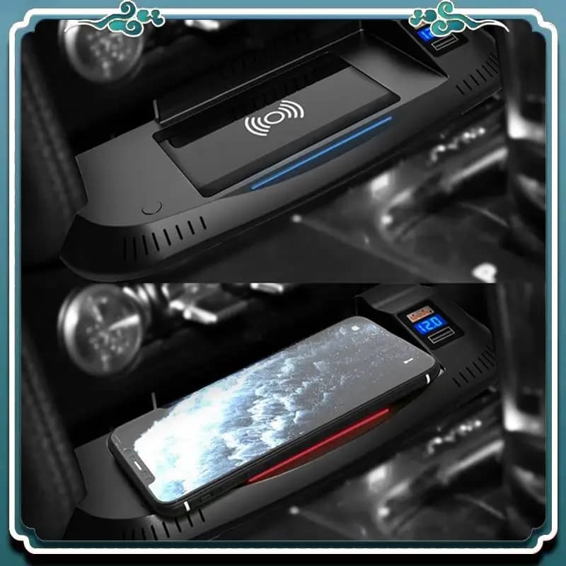 ABTU-Car 15W QI Tappetino di ricarica per telefono wireless Pannello per telefono cellulare Caricabatterie wireless veloce Componente per Ford Mustang GT 2015-20
