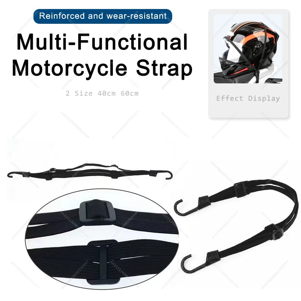 Cinghie Elastiche per Casco da Moto, Corda di Fissaggio Regolabile per Sedile Posteriore, 40cm/60cm