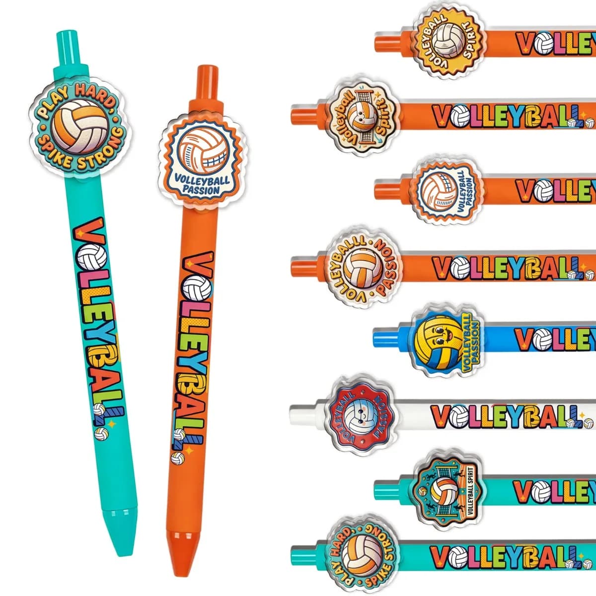 Set di 8/10 Penne a Sfera a Tema Pallavolo, Cancelleria Creativa, Penne per Studenti, Regalo Ideale per Amici