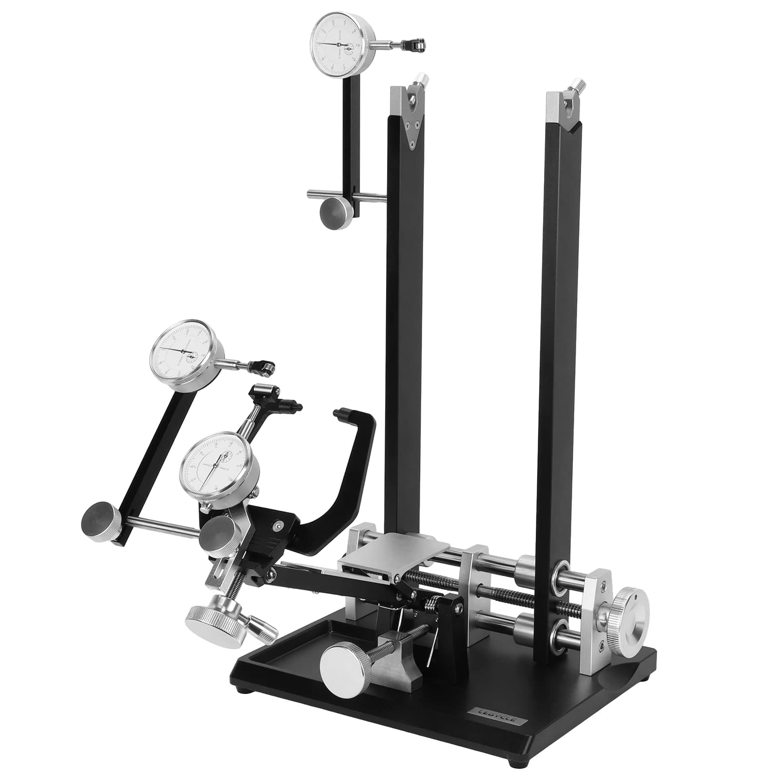 Supporto per centratura ruota di bicicletta con comparatore Telaio di allineamento per mountain bike per controllo rotore disco di allineamento ruote