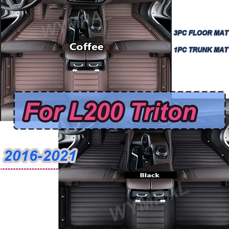 Tappetini per auto in pelle su misura di LUSSO per Mitsubishi L200 Triton 2016 2017 2018 2019 2020 2021