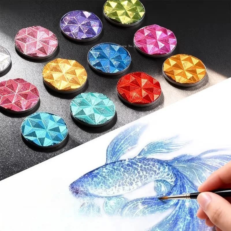 28 Colors Pearlescent Watercolor Paint Set Art Supplies Student Art Dyeing Card English Calligraphy Flower Dyeing Water Color