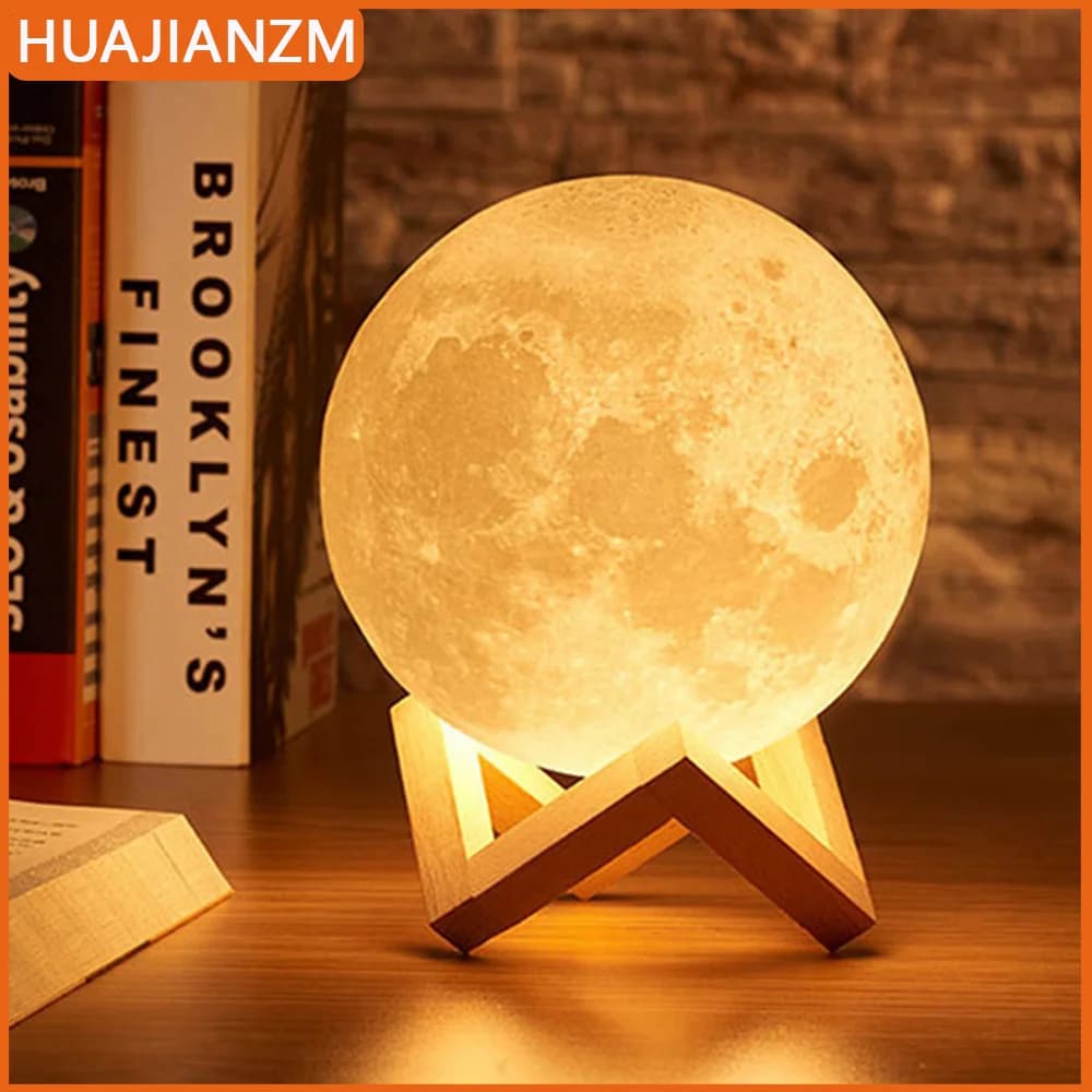 Moon Lamp LED Night Light Battery Powered With Stand Starry Lamp For Bedroom Decor Night Lights Kids Gift Moon Lamp
