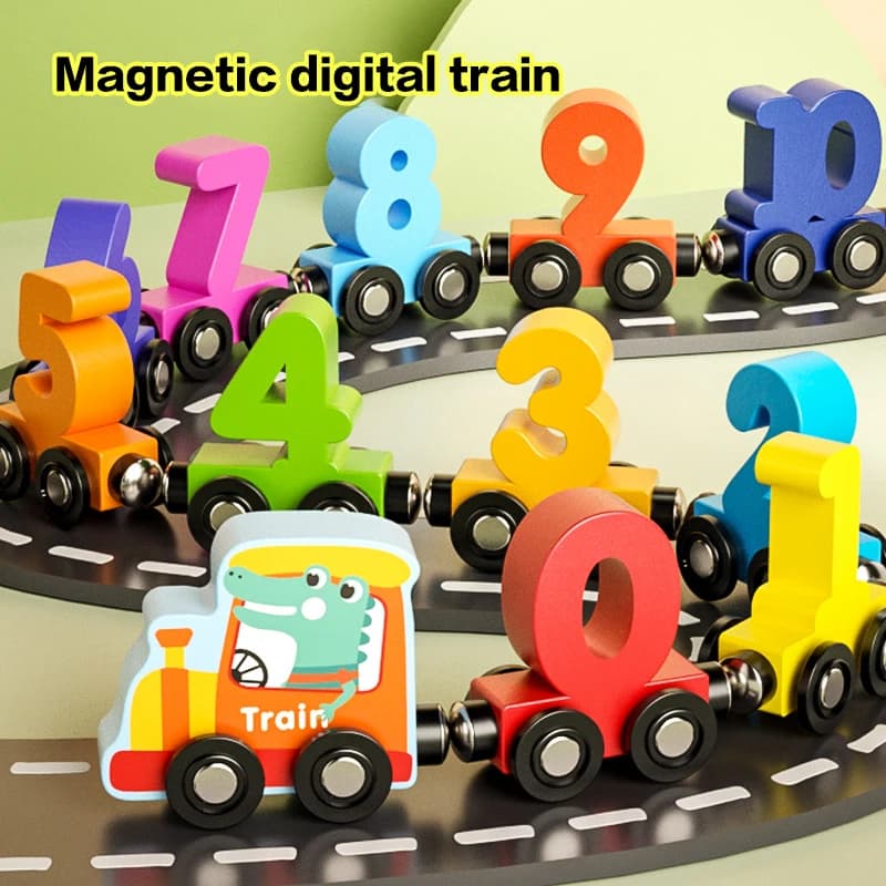 1 Set Numero magnetico in legno Treno Giocattoli Montessori Giocattolo educativo Treno Kit Cognizione precoce Apprendimento Set didattici per i più piccoli