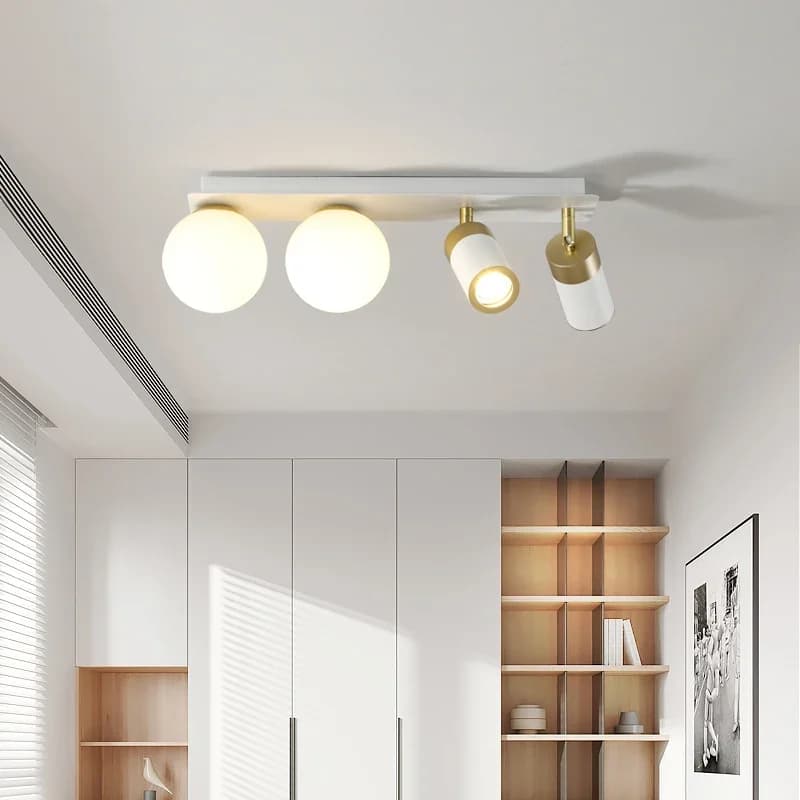 Modern Nordic LED Minimalist Glass Ball Ceiling Lamp Long Strip Ceiling Light for Living-dining Rooms Aisle Corridor Bedroom