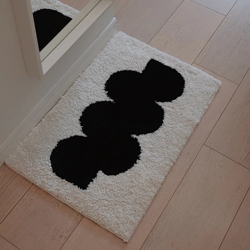 Nero bianco Tufting comodino tappeto morbido tappetino da bagno geometrico camera da letto tappeto guardaroba tappetino ordinato estetico Home Decor