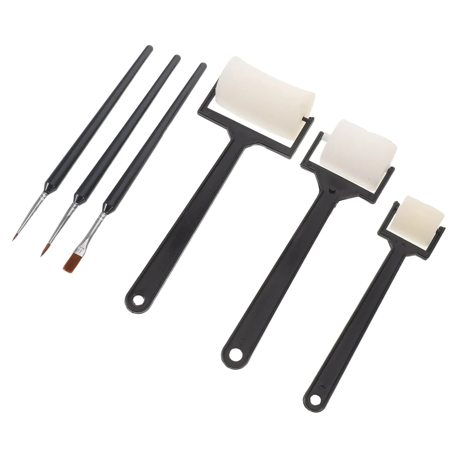 Set di 6 Rulli in Spugna per Pittura per Bambini con Manico in Plastica e Pennelli per Dettagli, per Forniture Artistiche Educative