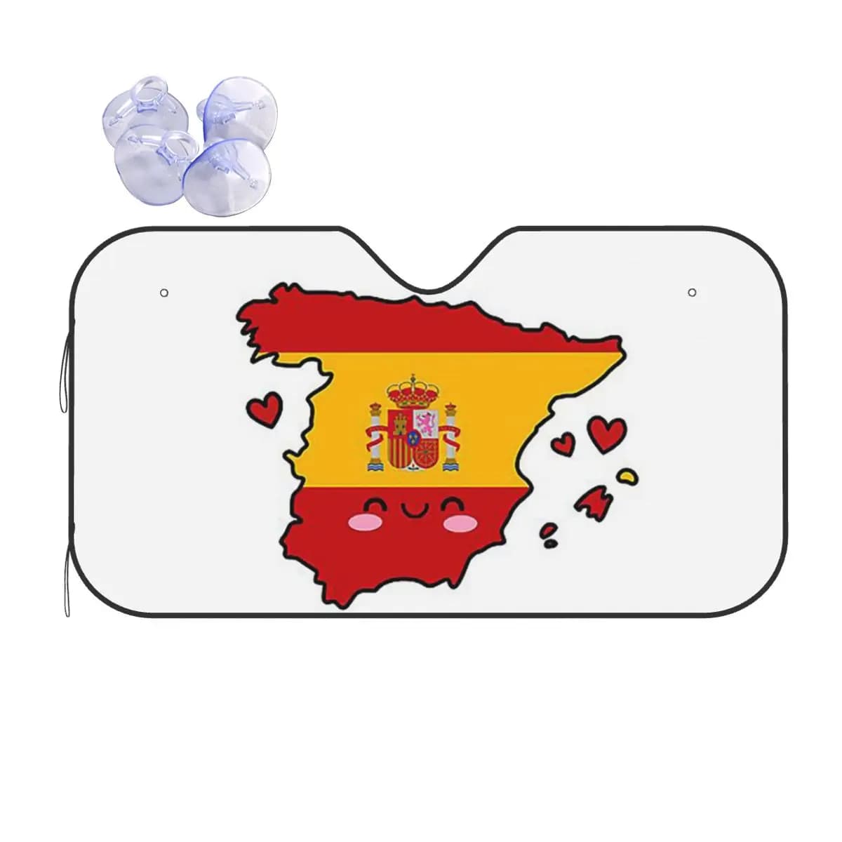 Bandiera della Spagna Mappa Sorriso con amore Parasole Parabrezza Parabrezza anteriore per auto Finestra Visiera parasole Accessori Coperture