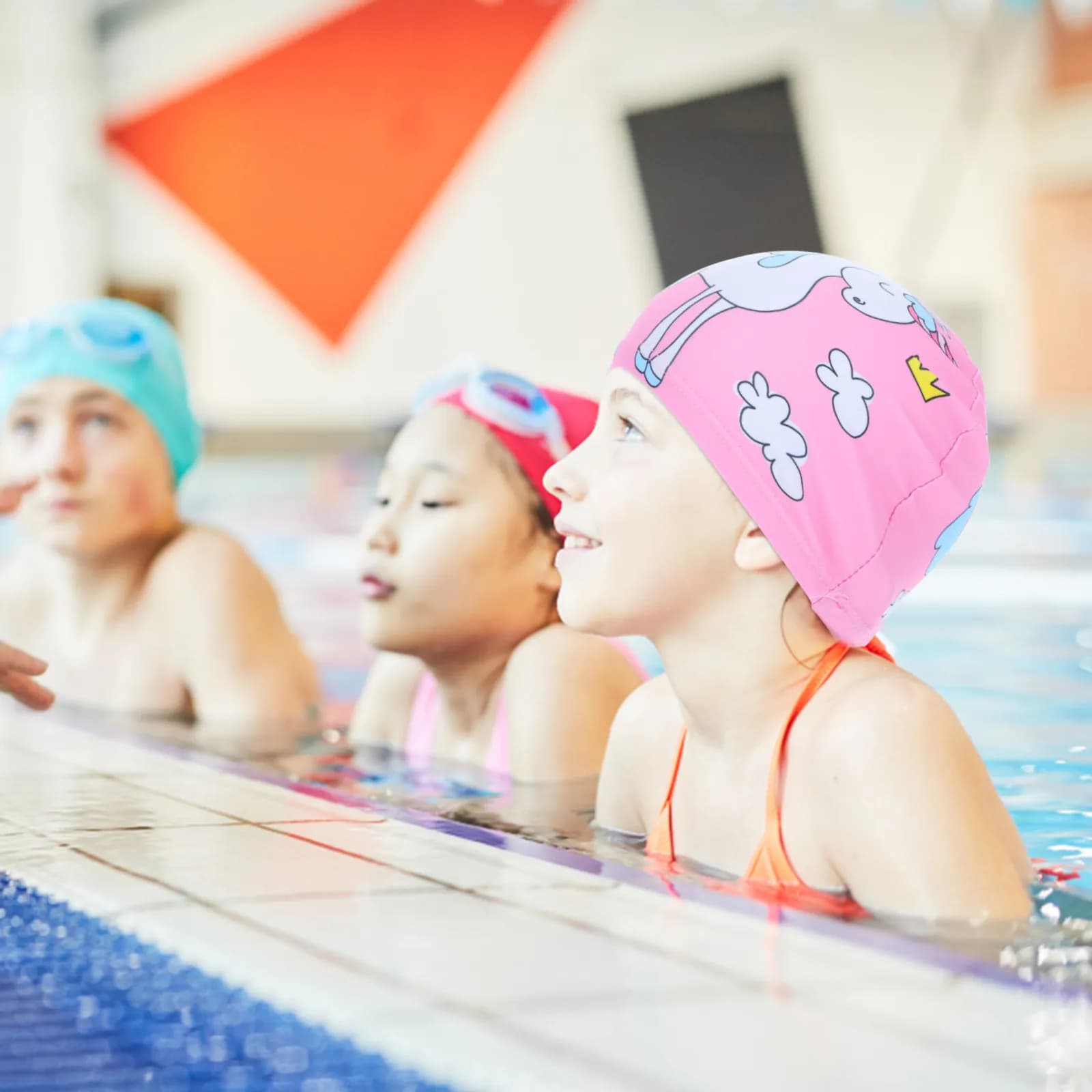 2 Pieces Swimwear for Children, Carine and Printed, Unisex, Soft and Resistant to wear, Ideal for Long Hair and Treccine, Swimming and Bathroom Lessons