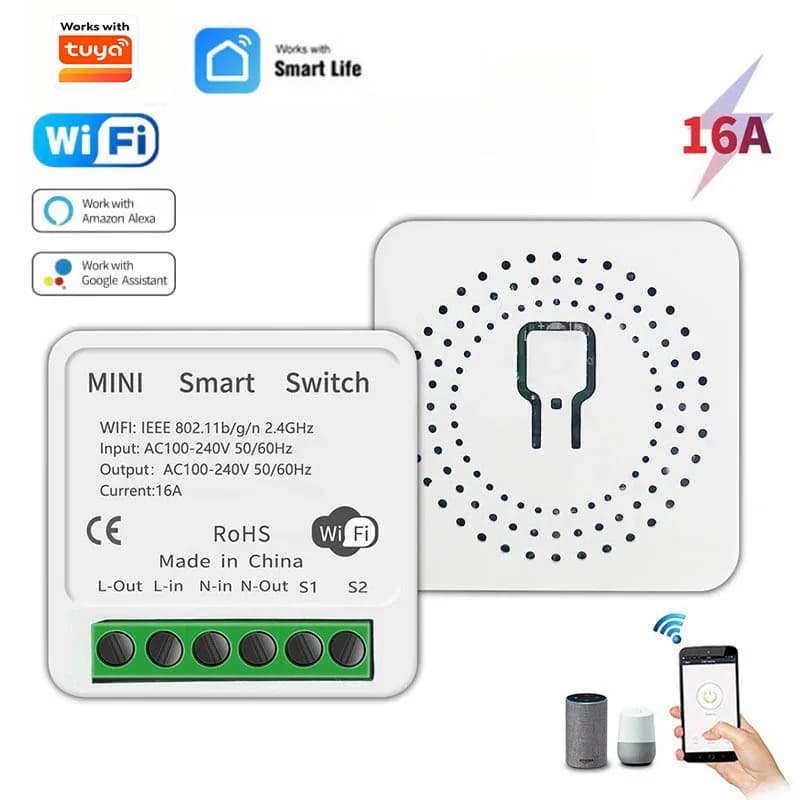16A MINI Wifi Smart Switch 2-way control timer Wireless switches Intelligent home automation Works with Tuya Alexa Google Home