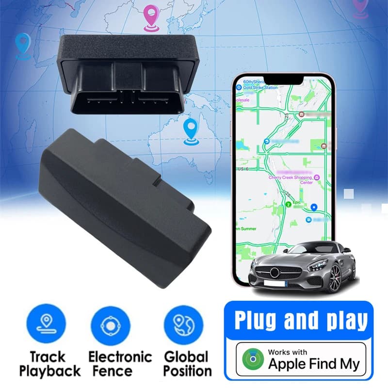 KEBIDUMEI Mini Smart Tag Car OBD2 Tracker with Apple Find my app Anti-smarriage device for car GPS Plug & Play 16 pin interface