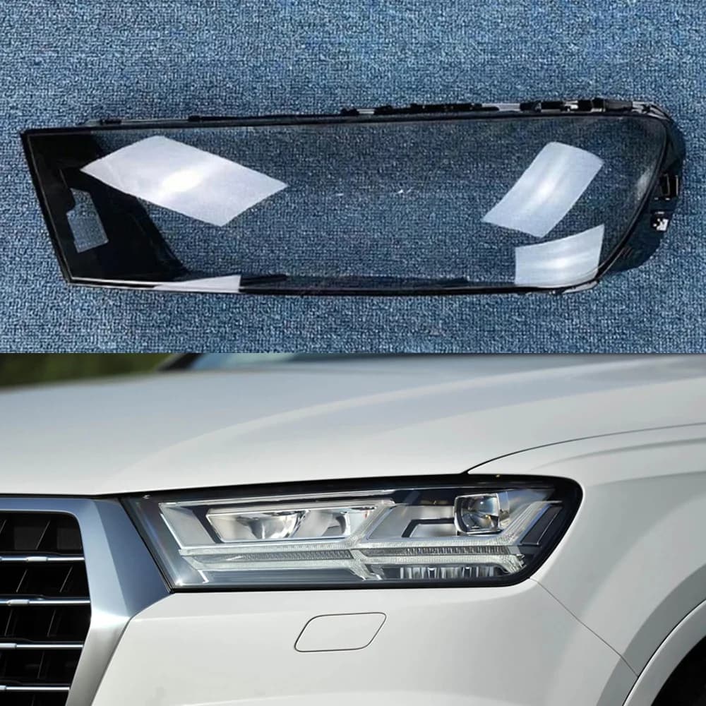 For Audi Q7 2016~2019 Car Front Headlight Lens Cover Lampshade Glass Lampcover Caps Headlamp Shell Transparent Light Lamp Case