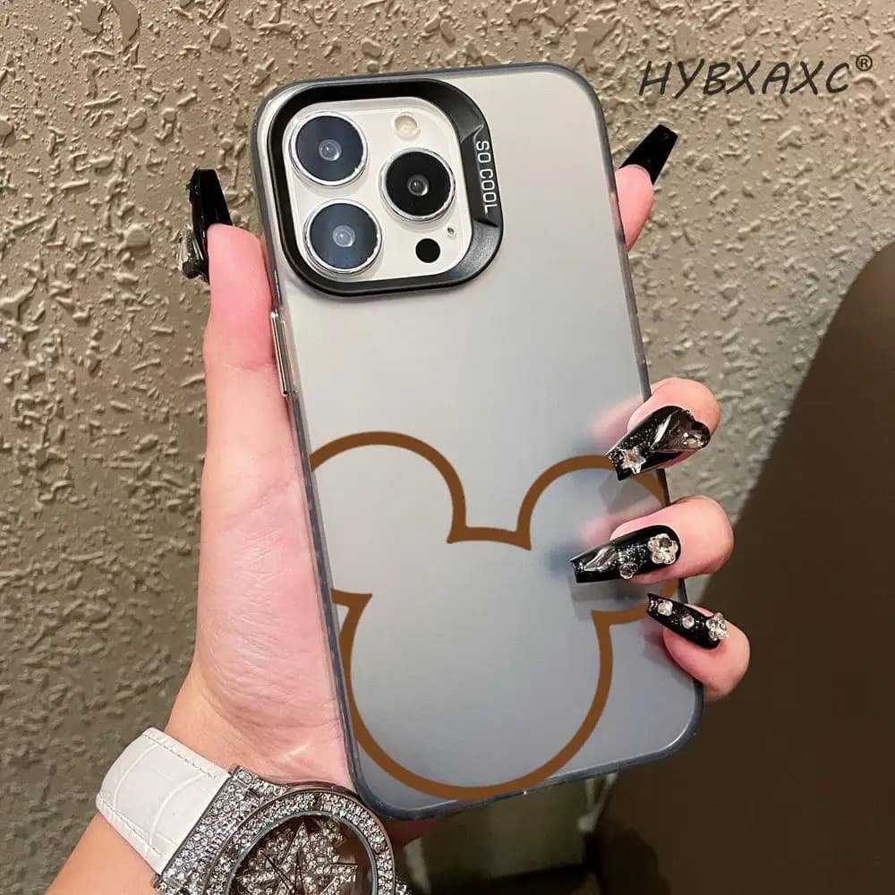 Pink Minimal Mickey Phone Case for iPhone 17 16 15 14 13 12 11 Pro Max 8 7 Plus 17E 16E X XS 17Air Easy Install Dustproof Cover