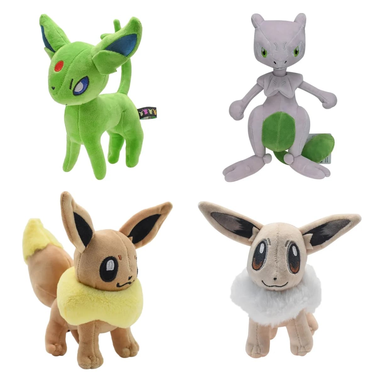 Peluche Morbidi Pokémon Lucidi: Espeon, Mewtwo, Flareon, Eevee - Bambole Imbottite Regalo per Bambini e Fan