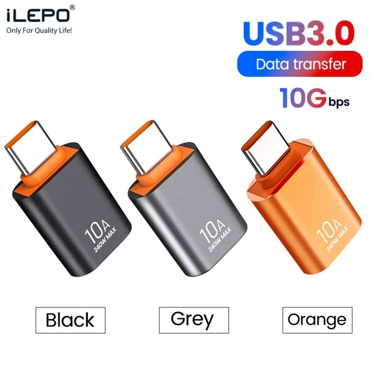 iLEPO Highly Speed USB C to USB A Female Adapter 10Gbps USB C to USB A Adapter 240W Power Delivery for Smartphones Laptops