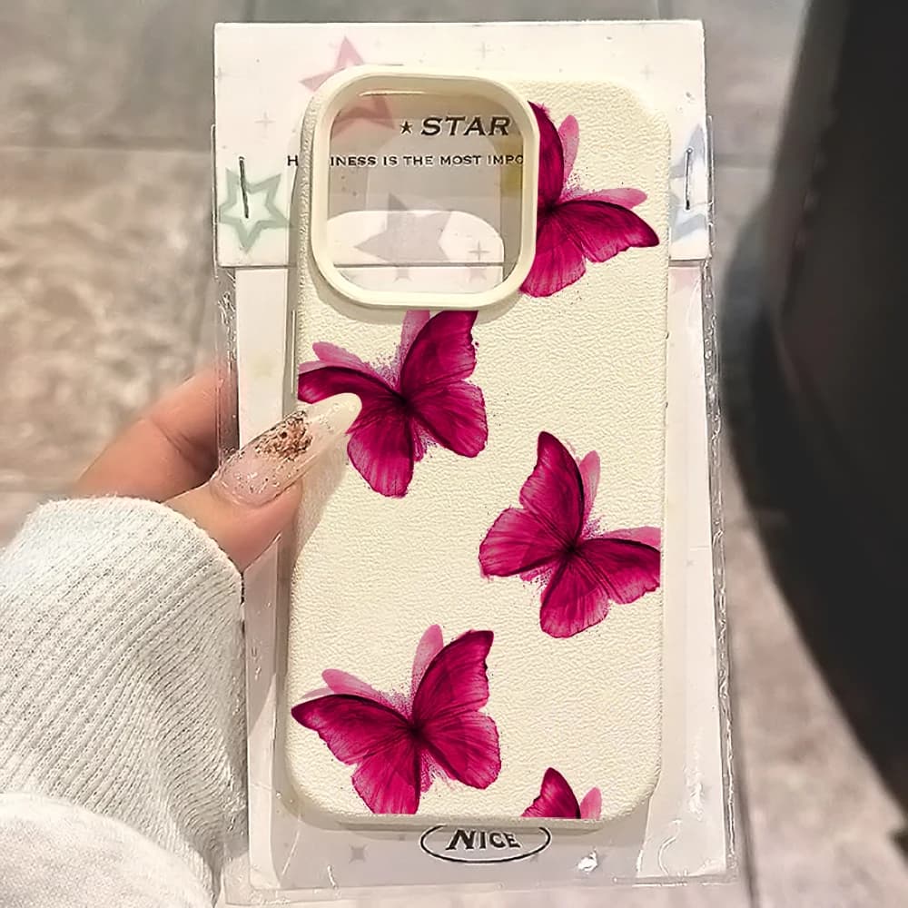 Fuchsia Butterfly Phone Case For iPhone 17 16 15 14 13 12 11 Pro Max 16 15 14 Plus 17 16 15 14 13 Pro 17Air Silicone Matte Cover