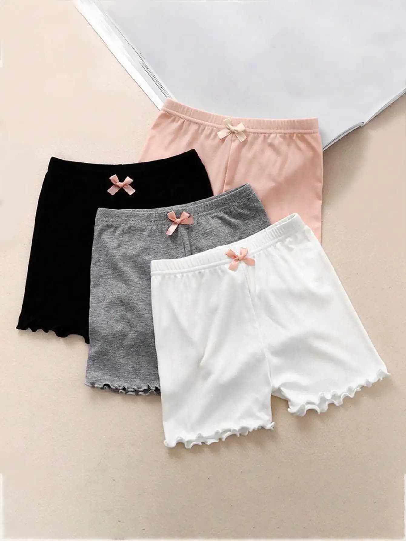 Confezione da 4 Pantaloncini Estivi di Sicurezza per Bambine, Leggings Antiscivolo Sottili Originali per Bambini
