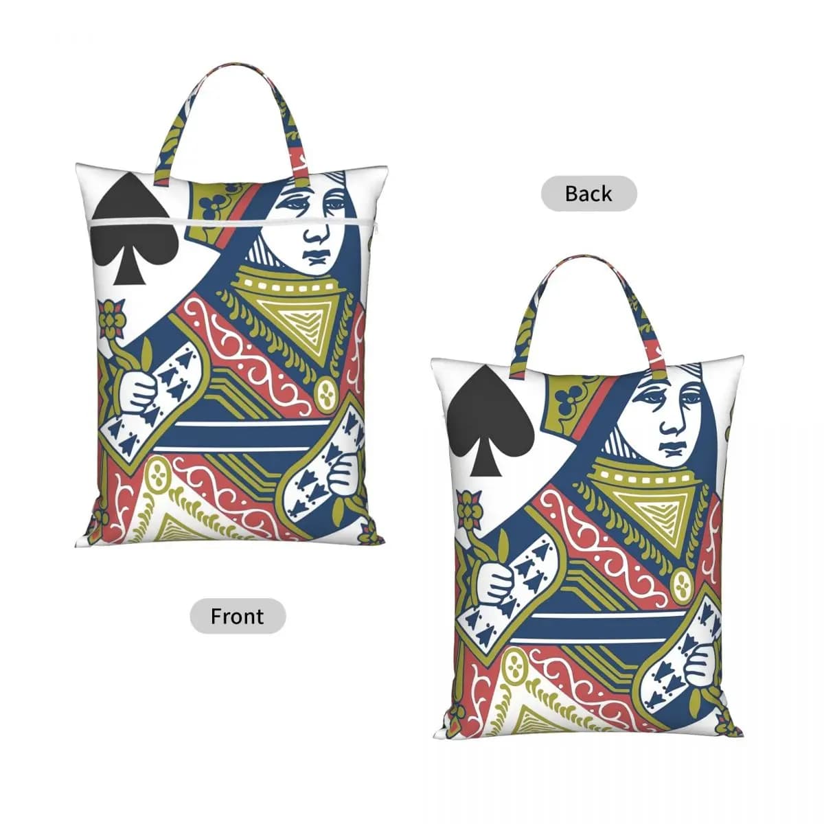 Playing Card - Queen Of Spades Travel Laundry Bag Waterproof Reusable Dirty Clothes Pouch Gym Yoga Camping Washing Basket