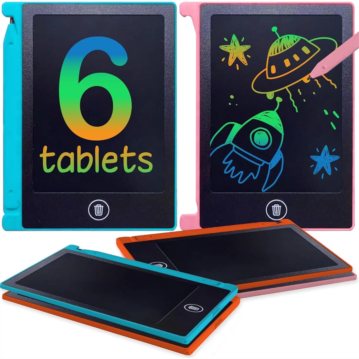 Mini Tablet LCD per Scrittura, Confezione da 6 per Bambini, Lavagna da Disegno da 4,5 Pollici con Stilo, Divertenti Gadget Educativi per Feste e Riempitivi per Sacchetti Regalo