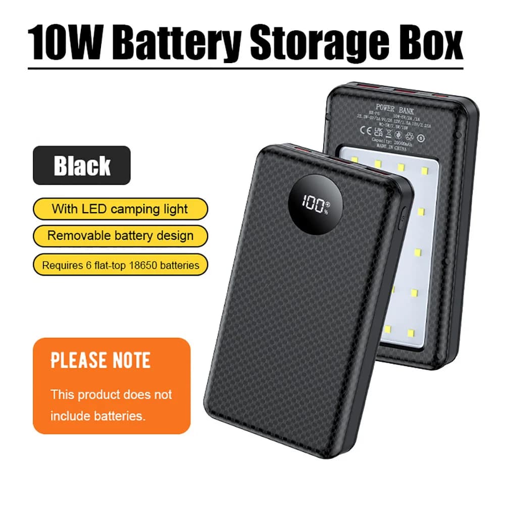 Kit Power Bank Portatile Fai-da-Te con Batteria 18650, Ricarica Rapida USB Tipo-C e Lampada LED per Ricarica Esterna