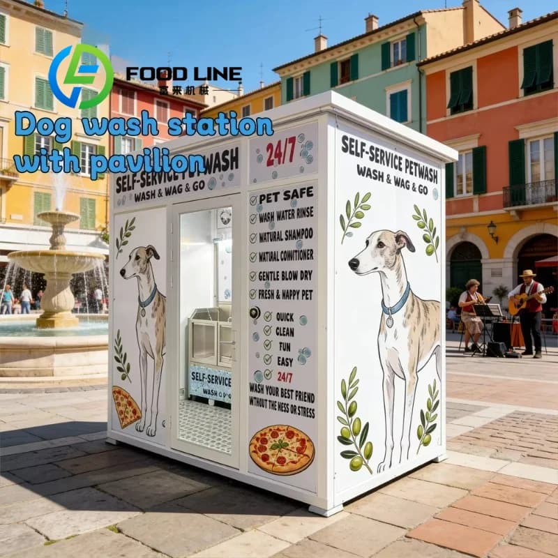 Chiosco per il lavaggio di cani all'aperto, Stazione di toelettatura self-service per animali domestici, Dispositivo per la pulizia profonda, Distributore automatico, Padiglione con tettoia