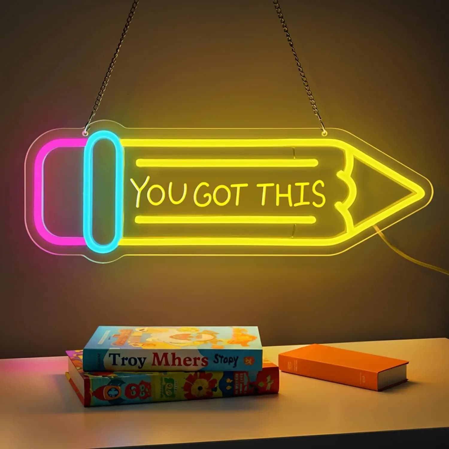 Insegna Luminosa a LED a Forma di Matita Alimentata via USB per Decorazione di Aule, Biblioteche, Camere dei Bambini, Camere da Letto, Regalo Artistico, Luce da Parete