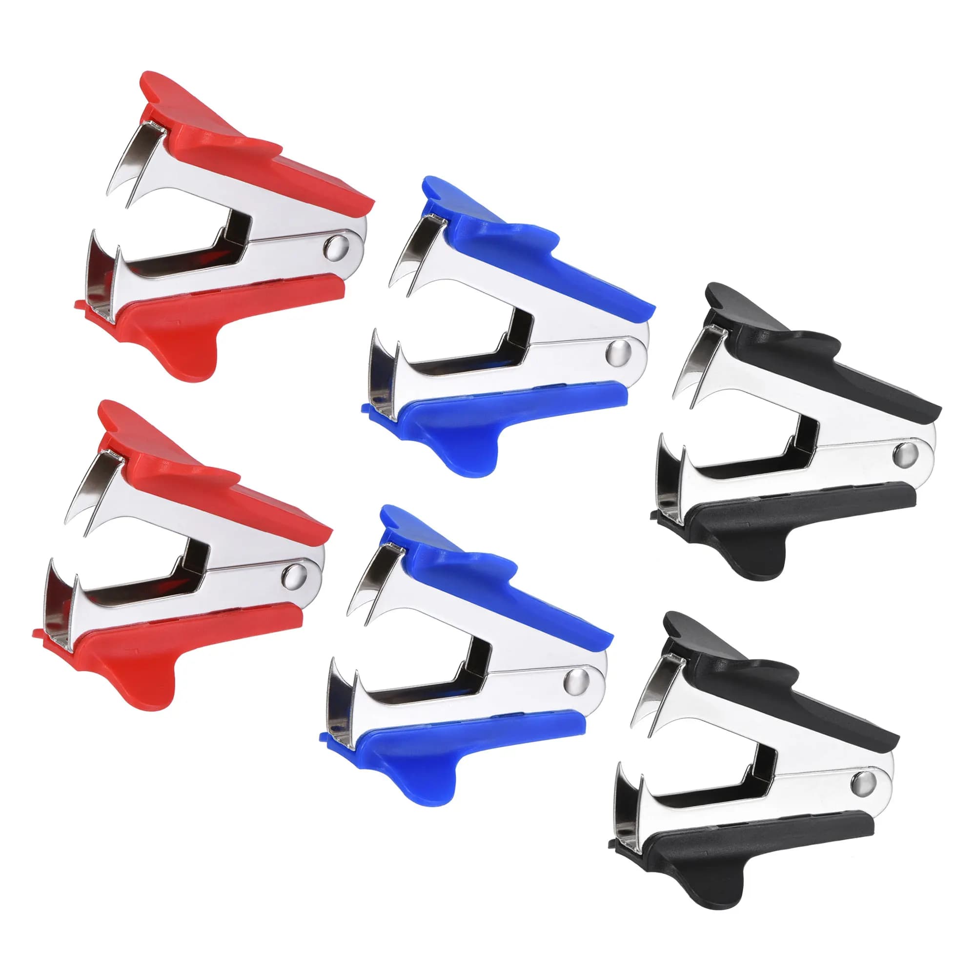6 pezzi strumenti per rimuovere punti metallici cucitrici estrattore mascella in acciaio per ufficio casa accessorio per forniture desktop nero blu rosso